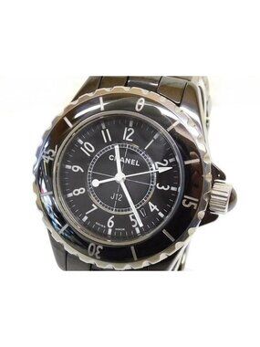 Chanel Watch Quartz Date Black Ceramic 33